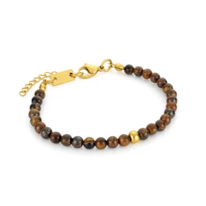 bracelet sylvie pour femme en acier inoxydable dore et pierres naturelles