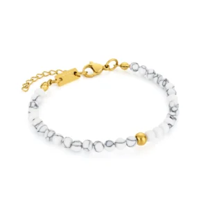 bracelet pour femme en acier inoxydable dore et pierres naturelles modele white springs