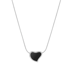 collier pour femme en acier inoxidable avec un pendentif en forme de coeur noir