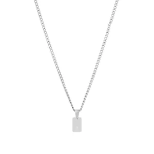 Collier argenté en acier inoxydable pour femme avec pendentif initiale