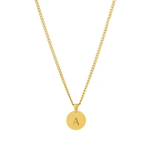 Collier dore Davis pour femme avec pendentif initiale personnalisable