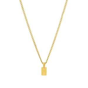 collier pour homme en acier inoxydable doré en maille gourmette avec une medaille avec initiale