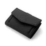 Porte-cartes pour homme en cuir véritable noir (modèle Alaska) avec un emplacement pour carte à accès rapide