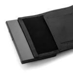 Porte-cartes pour homme en cuir véritable noir (modèle Alaska) avec un emplacement pour carte à accès rapide