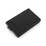 Porte-cartes pour homme en cuir véritable noir (modèle Dakota) avec un emplacement pour carte à accès rapide