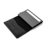 Porte-cartes pour homme en cuir véritable noir (modèle Dakota) avec un emplacement pour carte à accès rapide